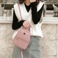 Fashion Solid color Lingge Backpack Handbag Travel Bag PU Backpack Storage Bag Small School Bag Students. 