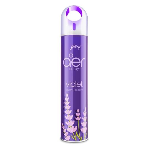 Godrej aer spray, Air Freshener for Home & Office - Violet Valley Bloom | Long-Lasting Fragrance (240 ml,Lavender)