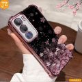 Linman For Vivo V40 Lite 5G And Vivo Y200 5G Soft Case (Both Models Are The Same Phone) Pretty SaHigh Quality kura Flower Four Corners Anti-fall Cover Has 6 Colors Black Golden Silver Blue Pink Purple. 