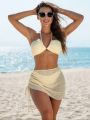 Swimsuit For Women Beach Wear / Swim Wear 3pcs Set PAdded Bra Skirt And Panty Set. 