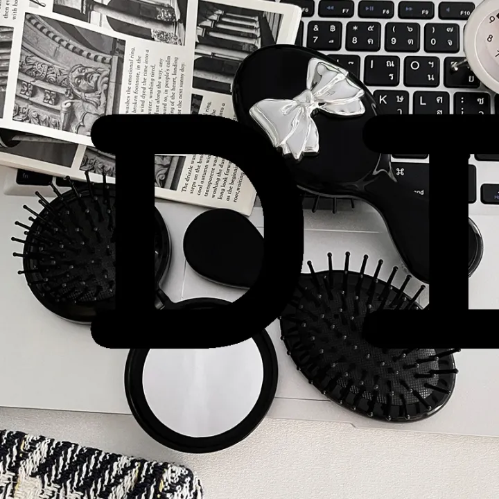 DISICHEN%20%E3%80%902025%20Version%E3%80%91%20Mini%20Hair%20Comb%20With%20Mirror%20Foldable%20Comb%20Travel%20Portable%20Massage%20Women%20Girl%20Hair%20Brush%20Black%20Boeknot%20Comb%20Styling%20Tools%20Gift%20-%20Image%202