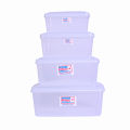 PLASTIC BOX/Set Of 4 Rectangle Plastic Container | Multipurpose Transparent Plastic Storage Container - Pack Of 4. 