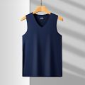 Men's Seamless Vest Sleeveless V-Neck Free-Cut Ice Silk Tight-Fit Sports Hurdle Super Elastic Summer Slim-Fit. 