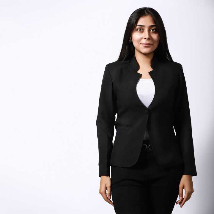 Boss Lady Single Button Cut Design Classic Black Formal Blazer For