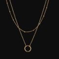 1 Pcs Golden Double Layer Choker Necklace For Women - Golden Beads & Circle Double Layer Choker Necklace For Casual, Professional & Partywear - Best Gift ever For Women, Girls, Teens & Kids. 
