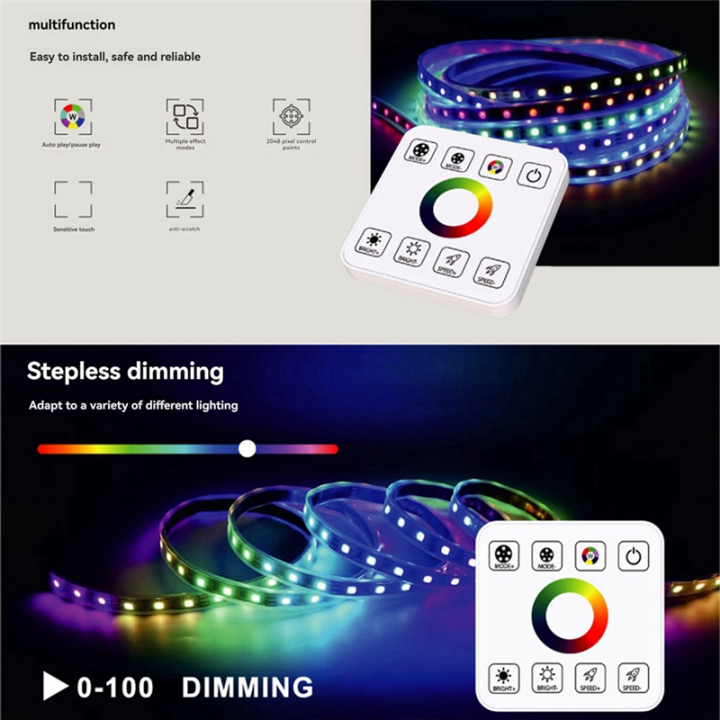 LED Strip Light Controller with 8 Key Touch Panel Wireless Controller ...