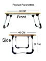 Multipurpose Foldable Laptop Table with Cup Holder - Large Portable Desk for Study, Reading, and Bed Use | Non-Slip Legs, Rounded Edges, Phone Slots. 