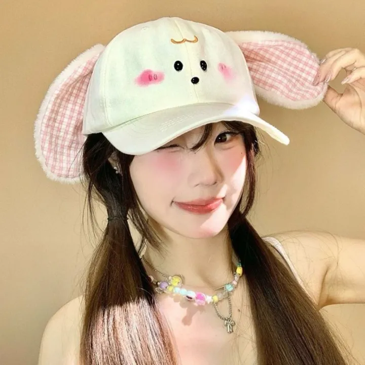 Trendy%20Cute%20Baseball%20Cap%20Plush%20Rabbit%20Ear%20Y2k%20Peaked%20Cap%20Versatile%20Plaid%20Sunscreen%20Hat%20Female%20-%20Image%208