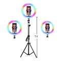 RGB LED 45cm Ring Light With 7 Ft Tripod Stand Dimmable Light Mobile Holder and Multiple Color. 