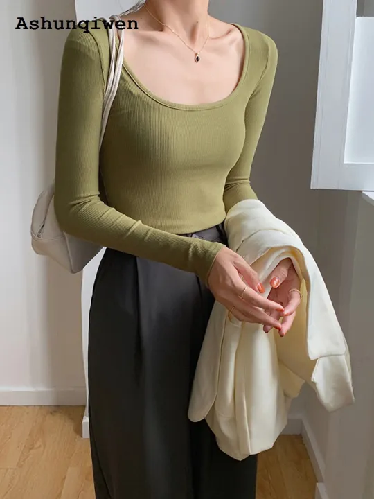 Ashunqiwen%20Profesional%20High%20Elastic%20Thread%20Cotton%202024%20Autumn%20New%20Inner%20Wear%20Bottoming%20Shirt%20Women's%20Long%20Sleeve%20Tight%20T%20T-shirt%20Spicy%20Slimming%20Top%20-%20Image%204