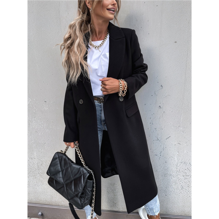 Fall%20Winter%20Jackets%20for%20Women%20Long%20Windbreaker%20Warm%20Coat%20Lapel%20Button%20with%20Pockets%20Solid%20Color%20Jacket%20Black%20XL%20-%20Image%203