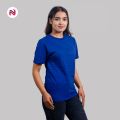 Nyptra Royal Blue Plain Oversize Solid Cotton T-Shirt For Women - Fashion | T-Shirts For Women | Women's Wear |. 