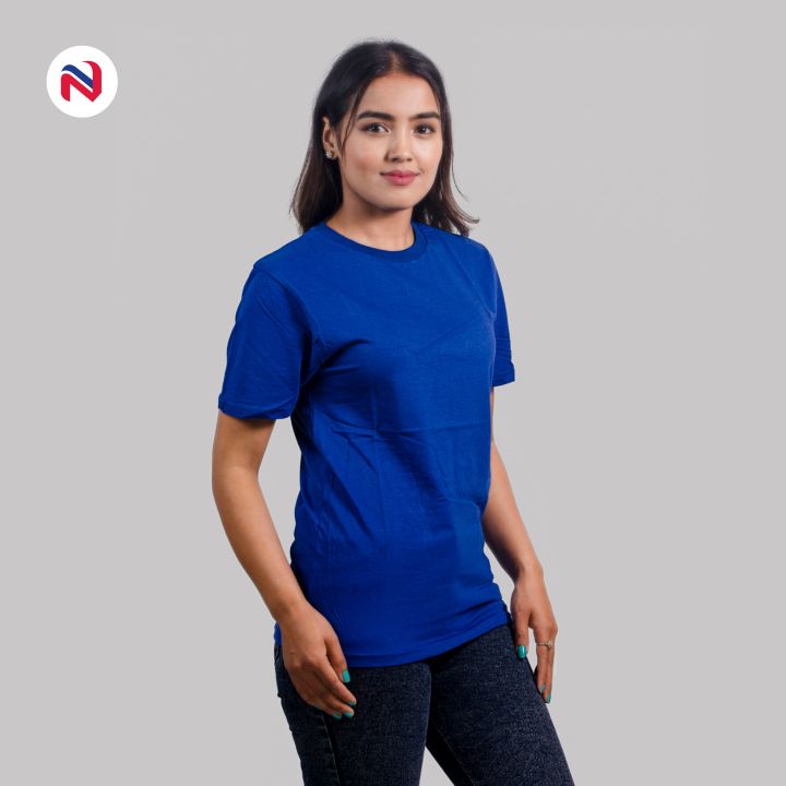 Nyptra%20Royal%20Blue%20Plain%20Oversize%20Solid%20Cotton%20T-Shirt%20For%20Women%20-%20Fashion%20%7C%20T-Shirts%20For%20Women%20%7C%20Women's%20Wear%20%7C%20-%20Image%203
