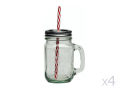 Mason Jar (Set of 2) with Lid and Reusable Straw. 
