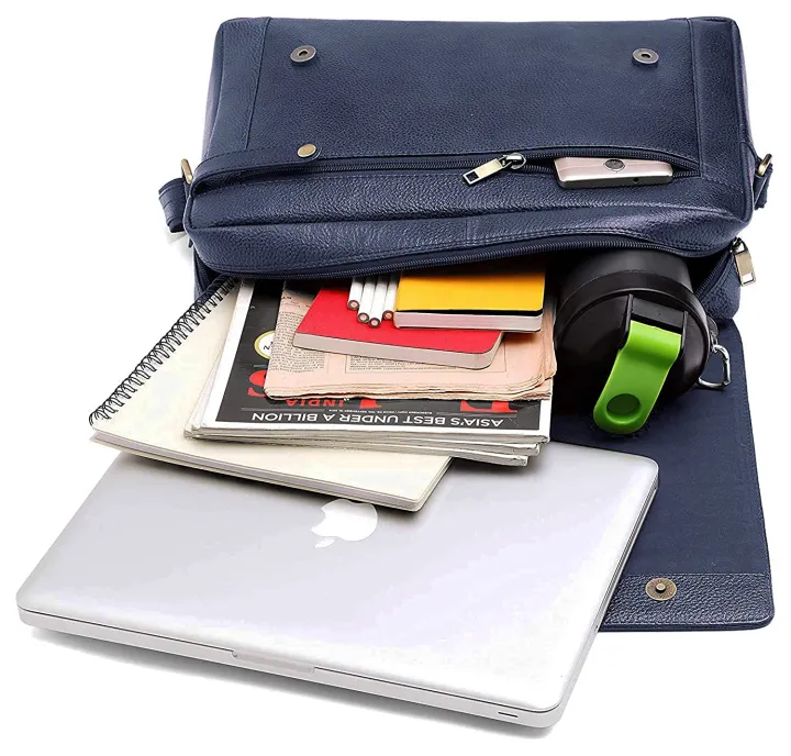 WILDHORN%20Nepal%C2%AE%20Leather%2015%20inch%20Laptop%20Messenger%20Bag%20for%20Men%20with%20Padded%20Laptop%20Compartment%20(MB%20570%20Blue)%20-%20Image%202