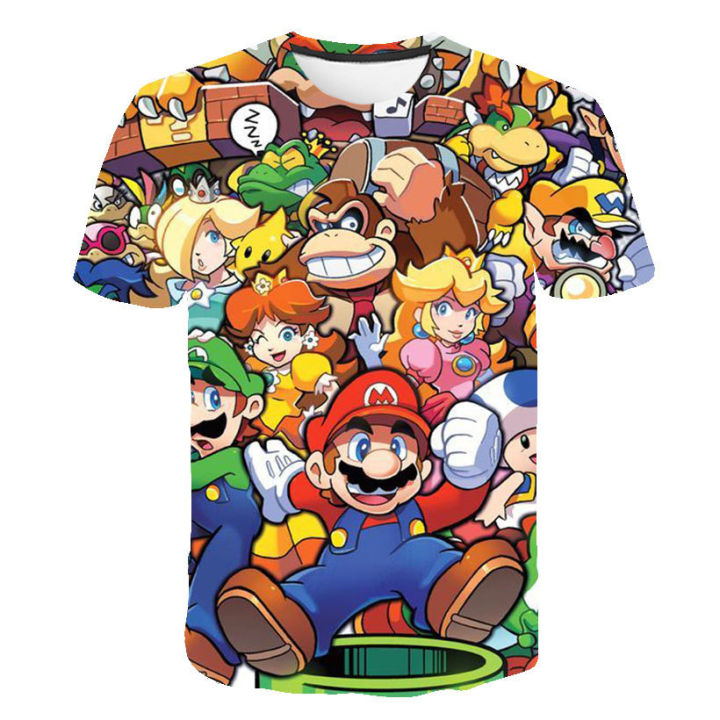 Super Mario 3D World Print T-Shirt Cartoon series summer new loose casual breathable short-sleeved top