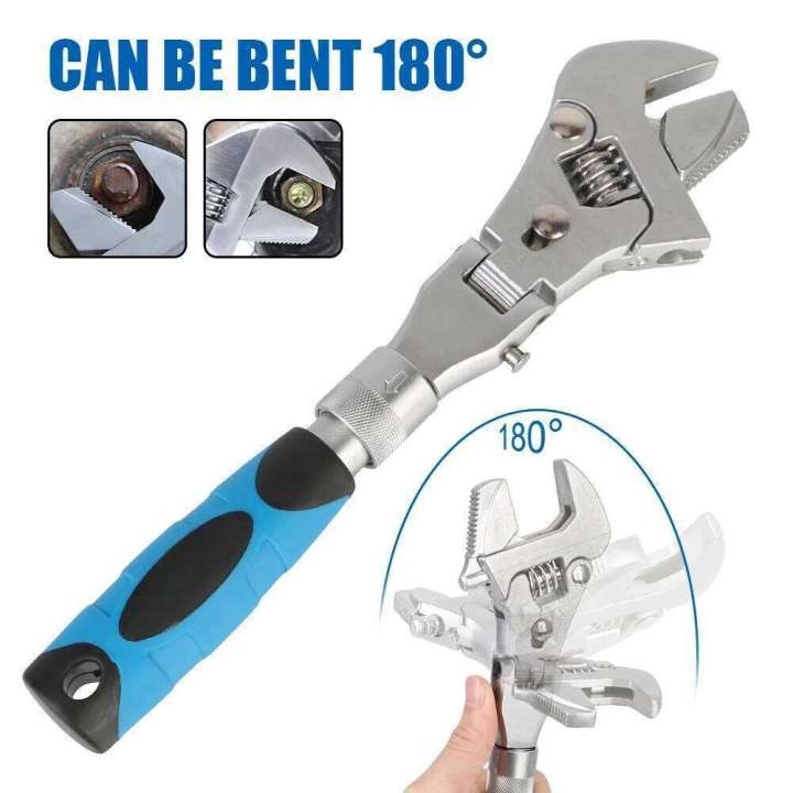 10 Inch Adjustable Ratchet 5 In 1 Torque 180 Degree Folding Spanner Hand Household Maintenance Pulley Wrench