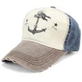 Beige/Blue Anchor Printed Grunge Cap. 