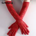 Sutuiying Summer Sunscreen Anti UV Flower Fashion Party Lace Gloves Long Mittens Women's Gloves Arm Warmers. 