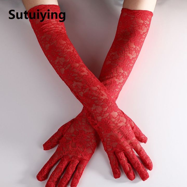 Sutuiying%20Summer%20Sunscreen%20Anti%20UV%20Flower%20Fashion%20Party%20Lace%20Gloves%20Long%20Mittens%20Women's%20Gloves%20Arm%20Warmers%20-%20Image%209