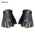 Wenefang Fingerless Driving Gloves PU Faux Leather Outdoor Sports Halloween Role-playing Half Finger Gloves For Male Female Teenagers. 