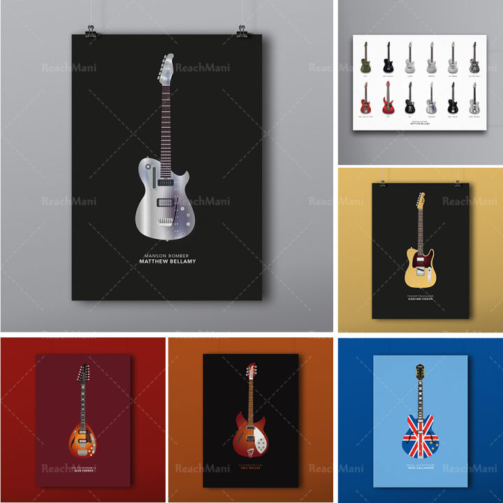 Home decoration guitar poster music gift, guitar music poster painting cafe wall old stickers living room print poster bar print