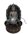 Lord Buddha Water Fountain with LED Lights and Water Pump (Gray, 12" X 8" X 8"). 
