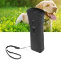 Safe Black Ultrasonic Dog Chaser ABS LED Flashlight Handheld Dog Repeller 2 Adjustable Intensity Levels Ultrasonic Portable Dog Trainer. 
