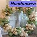 Huadunwen 103PCS Retro Green White Balloon Garland Beige Sand Balloons Arch Hot Selling Kit Birthday Party Wedding Valentine's Day Backdrop Decoration. 