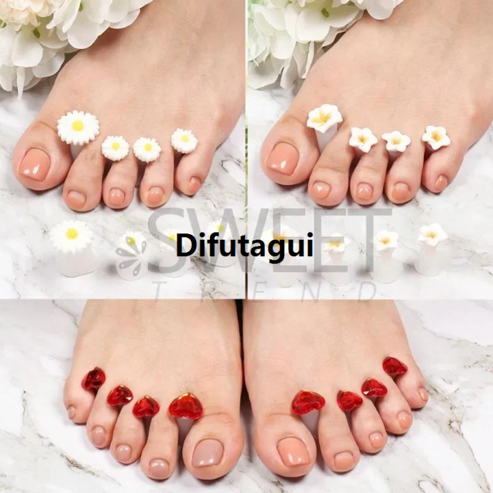Difutagui%208%20Pcs/Pack%20Silicone%20Toe%20Separator%20Cute%20Soft%20Pedicure%20Tools%20Daisy%20Original%20Flower%20Heart%20Rhinestone%20Foot%20Finger%20Separator%20Care%20Tools%20-%20Image%202