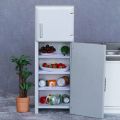 NAMUNY 1/12 Miniature Wooden Double Door Refrigerator Simulation Fridge Model for Doll House Decoration Silver. 