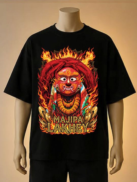 Majipa%20Lakhey%20Traditional%20Cultural%20Printed%20T-Shirt%20%E2%80%93%20Brown,%20Black,%20Cream%20-%20Image%202