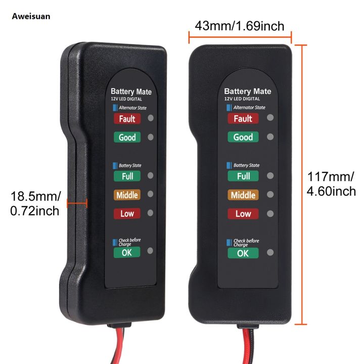 Aweisuan 12V car battery tester, Alternator Tester Automotive,Battery Checker, Analyzer to Check alternator Battery Charging System