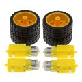 4 Pcs Set(Combo) DC Electric BO Gear Motor Wheel Kit 3-6V Dual Shaft Geared BO Motor With 65mm Plastic Car Tire Wheel For Smart Robotic Car. 