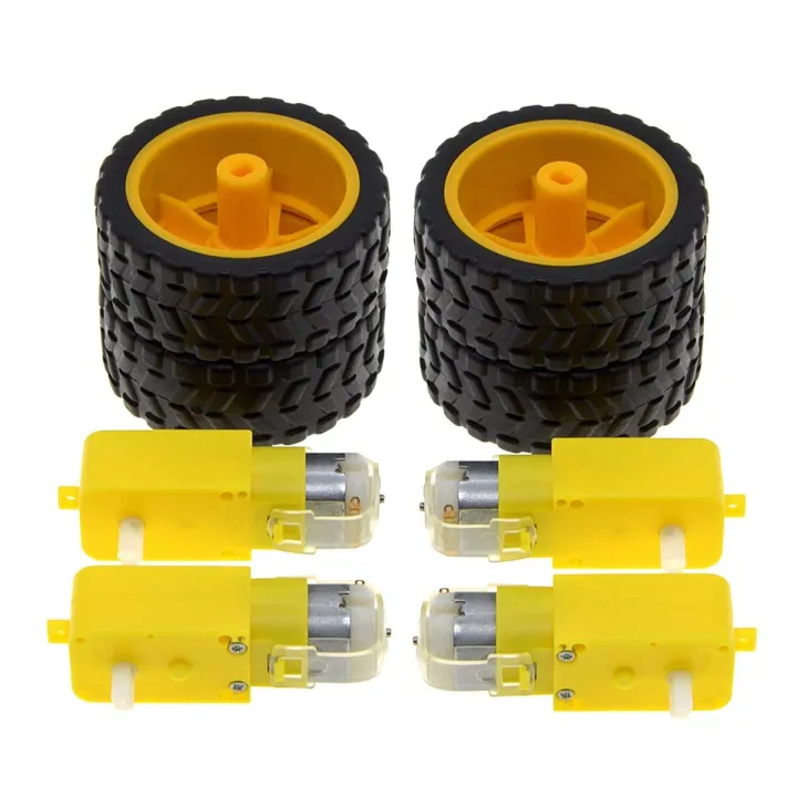 4%20Pcs%20Set(Combo)%20DC%20Electric%20BO%20Gear%20Motor%20Wheel%20Kit%203-6V%20Dual%20Shaft%20Geared%20BO%20Motor%20With%2065mm%20Plastic%20Car%20Tire%20Wheel%20For%20Smart%20Robotic%20Car%20-%20Image%202