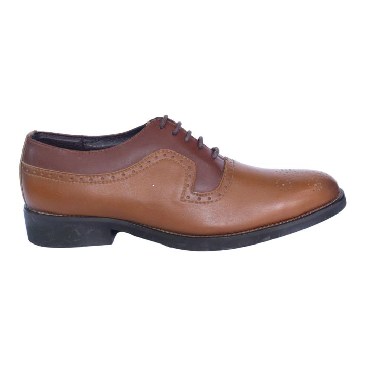 Brown  Leather  Lace Up Oxford Design Black Horse Formal Shoes For Men