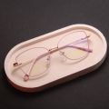 Blue Ray Cut Cat Eye Pink & Black Metal Frame Glass For Women. 