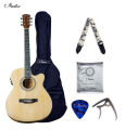 Mantra Karma 40" 3-Band Equalizer and Tuner Guitar with,  Bag, Capo, Pick, String, Strap - Natural - Musical Instruments. 