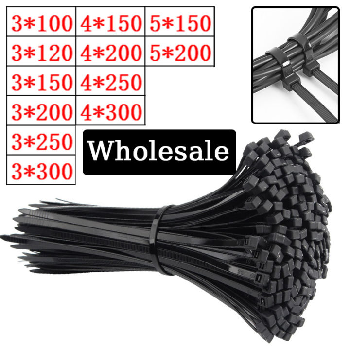 Self Locking Plastic Nylon Cable Tie Black 3*200mm Cable Tie Fastening ...