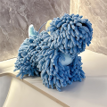 Cute Absorbent Hand Towel for Bathroom Kitchen–Cute Puppy Chenille Towel for Dog Lovers Funny Gift Blue. 