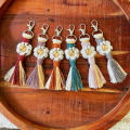 Alloy Flower Keychain Boho 6 Colors Cotton Rope Hand Woven Lanyard   Pendant for Summer Festivals Beach Vacations Daily Accessorizing Gift For Friends. 