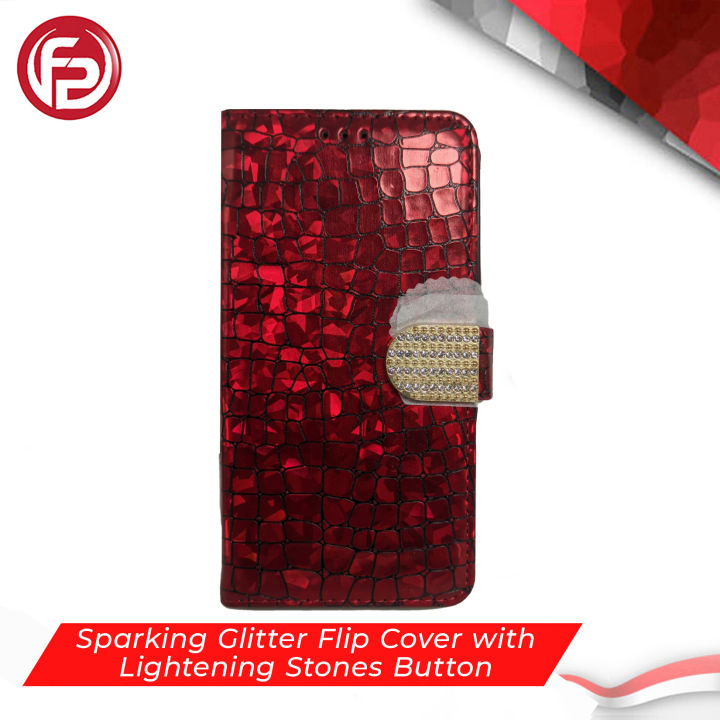 Apple%20iPhone%20XS%20Max%20Sparking%20Flip%20Cover%20with%20Glitter%20Plated%20Button/%20Crocodile%20Skin%20Pattern%20Mobile%20Phone%20Case%20-%20Image%204