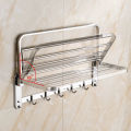 Stainless Steel Double Tier Towel Rack with Clothe Hooks 24 Inch. 