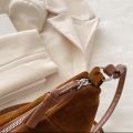 Fashion Crossbody Bag Croissant Shoulder Bag Brown Solid Color Matte PU Dumplings Bag Small Pack Students. 