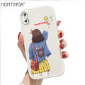 Hontinga for iPhone X XS Back Cover PU Leather Elegant Girl Print Soft Silicone Edge Phone Case. 