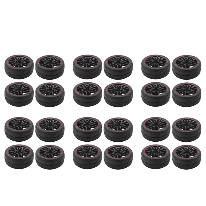 4 * 12mm Hex Wheel Rims & Rubber Tires For Tamiya TT01 TT02 HPS HPI 1