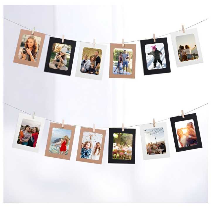 0 Pcs Paper Frame With Clips Diy Kraft Paper Picture Frame Hanging Wall Photo Album 2M Rope Home Decoration Craft