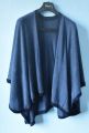Woolen/Pashmina Cape Shawl Jeans blue With Navy Blue Border. 