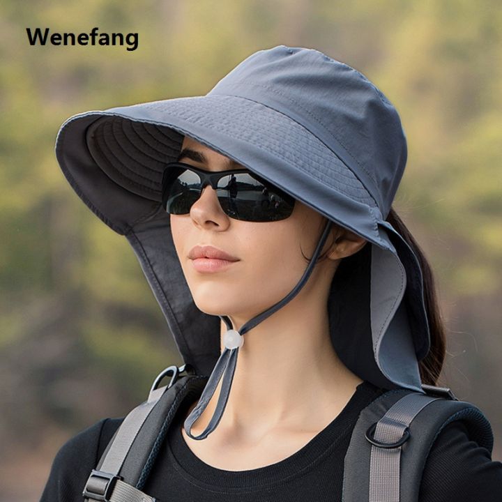 Wenefang%20Designer%20Women's%20Lightweight%20Summer%20Bucket%20Hat%20with%20Ponytail%20Hole%20Big%20Brim%20Sunscreen%20Cap%20Outdoor%20Eye%20Protection%20Sun%20Hat%20-%20Image%203