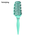 Sutuiying 1pcs Bristle Nylon Hair Brush Girls Hair Scalp Massage Comb Women Portable Wet Curly Detangle Hair Brush for Salon Hairdressing Styling T. 